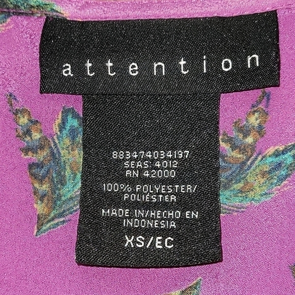 BEAUTIFUL Soft Crossover Wrap Pink Peacock Feather Tie Back Tank Blouse XS - Picture 9 of 10